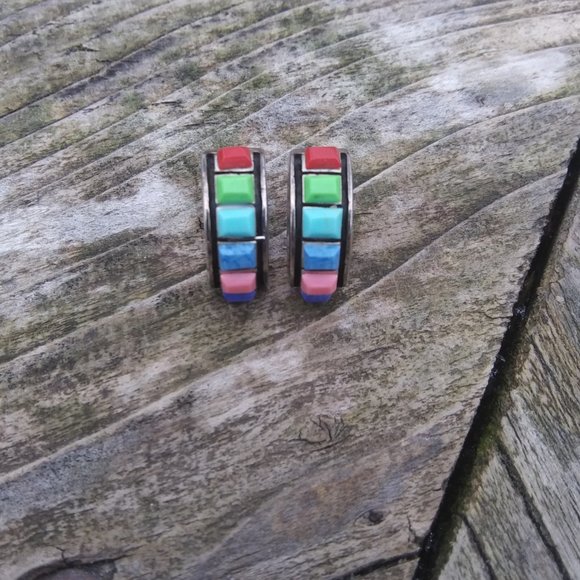 Vintage Rare Silpada 925 sterling Silver Multi color Stone Earrings - Picture 14 of 16